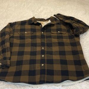 REDHEAD Men's Brown and Black Plaid FLEECE LINED JACKET SIZE XL